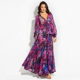 Vestido Floral Print Boho Maxi Dress Sexy Lady Bohemian Autumn Long Dress Women Beach Dresses Female Robes party dresses