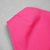 Summer New Arrival Sleeveless Halter Sexy Fuchsia High Waist Bow Bandage Hollow Out Slim Short Mini Dress GE914