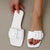 Fashion Buckle Summer Slippers Women White PU Leather Flat Sandals Woman Casual Open Toe Non Slip Beach Flip Flops Plus Size 43