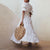 White Sexy Embroidery Lace Long Party Dress Women Elegant A-Line Office Spring Dress Summer Puff Short Sleeve Maxi Beach Dresses