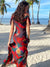 2023 Sexy Spaghetti Strap Cold Shoulder Vacation Print Boho Dress Tunic Women Summer Clothes Beach Wear Swim Suit Cover Up A1143