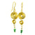 Ethnic Round Blue Green Stone Hook Earrings for Women Bohemian Jewelry Gold Color Metal Spiral Dangle Earrings Gift