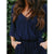 Women's Romper Pocket Solid Color V Neck Casual Street Holiday Regular Fit Half Sleeve Navy Blue XS S M Spring
