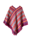 Bjlxn - Asymmetric Keep Warm Tasseled Cape Scarf