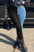 Bjlxn - Burgundy Casual Solid Patchwork High Waist Denim Jeans