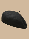 Bjlxn - Simple Keep Warm Solid Color Beret Hats&Caps