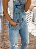 Women's denim jumpsuit with Beautiful shoulder straps