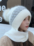 Bjlxn - Casual Jacquard 7 Colors Scarf&Hat Set