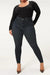 Bjlxn - Black Casual Solid Patchwork High Waist Skinny Denim Jeans