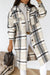 Bjlxn - Khaki Casual Plaid Print Patchwork Buckle Turndown Collar Outerwear