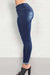 Bjlxn - Deep Blue Casual Solid Ripped High Waist Skinny Denim Jeans