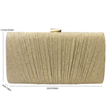 Bjlxn - Glitter Ruched Evening Bag Textured Fabric Formal Banquet Handbag For Wedding Party Prom