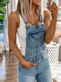 Women's denim jumpsuit with Beautiful shoulder straps