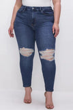 Bjlxn - Black Casual Solid Patchwork High Waist Skinny Denim Jeans