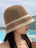 Bjlxn - Sun-Protection Contrast Color Woven Fisherman Hat Hats&Caps