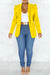 Bjlxn - Yellow Fashion Casual Solid Patchwork Turn-back Collar Outerwear