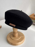 Bjlxn - Casual Keep Warm Solid Color Beret Hat