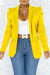 Bjlxn - Yellow Fashion Casual Solid Patchwork Turn-back Collar Outerwear