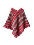 Bjlxn - Asymmetric Keep Warm Tasseled Cape Scarf