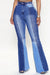 Bjlxn - Blue Casual Patchwork Contrast High Waist Regular Denim Jeans (Subject To The Actual Object)