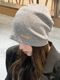 Bjlxn - Casual Keep Warm Applique Solid Color Hats&Caps