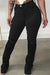 Bjlxn - Black Casual Solid Ripped Slit High Waist Regular Denim Jeans
