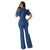 Women's Ruched Balloon Sleeves Puff Sleeves Fashion Casual Sexy Denim Cutout Jumpsuit