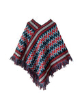 Bjlxn - Asymmetric Keep Warm Tasseled Cape Scarf