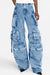 Bjlxn - Grey Casual Solid Patchwork High Waist Regular Denim Jeans