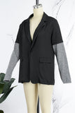 Bjlxn - Black Casual Solid Mesh Turn-back Collar Outerwear