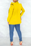 Bjlxn - Yellow Fashion Casual Solid Patchwork Turn-back Collar Outerwear