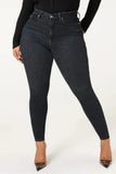 Bjlxn - Black Casual Solid Patchwork High Waist Skinny Denim Jeans