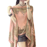 Summer Woman Chiffon Fabala Flower Shawl Loose Cover Ups Long Sleeve Shirts Thin Plus Size Scarf Blouses Sun Protection Shawl