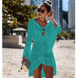 New Knitted Beach Cover Up Women Bikini Swimsuit Cover Up Hollow Out Beach Dress Tassel Tunics Bathing Suits Cover-Ups Beachwear - Bjlxn