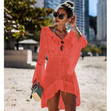 New Knitted Beach Cover Up Women Bikini Swimsuit Cover Up Hollow Out Beach Dress Tassel Tunics Bathing Suits Cover-Ups Beachwear - Bjlxn