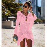 New Knitted Beach Cover Up Women Bikini Swimsuit Cover Up Hollow Out Beach Dress Tassel Tunics Bathing Suits Cover-Ups Beachwear - Bjlxn