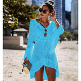 New Knitted Beach Cover Up Women Bikini Swimsuit Cover Up Hollow Out Beach Dress Tassel Tunics Bathing Suits Cover-Ups Beachwear - Bjlxn