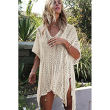 New Knitted Beach Cover Up Women Bikini Swimsuit Cover Up Hollow Out Beach Dress Tassel Tunics Bathing Suits Cover-Ups Beachwear - Bjlxn