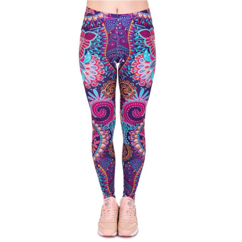 Brands Women Fashion Legging Aztec Round Ombre Printing leggins Slim High Waist Leggings Woman Pants /40
