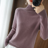 Turtleneck Cashmere sweater  women winter cashmere jumpers  knit  female long sleeve thick loose pullover