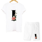 Women Two Piec Set Letter T Shirts And Shorts Set Summer Short Sleeve O-neck Casual Joggers Biker Shorts Sexy Outfit For Woman