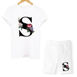 Women Two Piec Set Letter T Shirts And Shorts Set Summer Short Sleeve O-neck Casual Joggers Biker Shorts Sexy Outfit For Woman