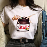 Nutella Print T Shirt Women 90s Harajuku Kawaii  Fashion T-shirt Graphic Cute Cartoon Tshirt Korean Style Top Tees Female