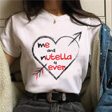 Nutella Print T Shirt Women 90s Harajuku Kawaii  Fashion T-shirt Graphic Cute Cartoon Tshirt Korean Style Top Tees Female