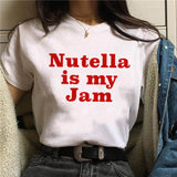 Nutella Print T Shirt Women 90s Harajuku Kawaii  Fashion T-shirt Graphic Cute Cartoon Tshirt Korean Style Top Tees Female