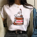 Nutella Print T Shirt Women 90s Harajuku Kawaii  Fashion T-shirt Graphic Cute Cartoon Tshirt Korean Style Top Tees Female