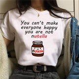 Nutella Print T Shirt Women 90s Harajuku Kawaii  Fashion T-shirt Graphic Cute Cartoon Tshirt Korean Style Top Tees Female