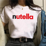 Nutella Print T Shirt Women 90s Harajuku Kawaii  Fashion T-shirt Graphic Cute Cartoon Tshirt Korean Style Top Tees Female