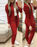 2022  Women Two Piece Set Outfits Autumn Women's Tracksuit Zipper Top And Pants Casual Sport Suit Winter 2 Piece Woman Set - Bjlxn