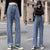 2023 Fashion Chic Woman High Waisted Straight Cute Female Denim Long Trousers Loose Vintage Printed Women Long Jeans #G3